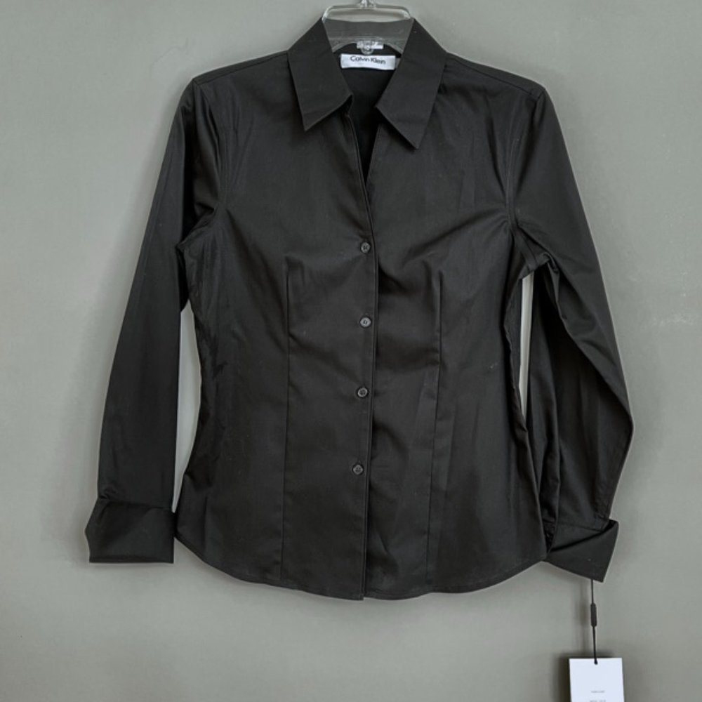 Calvin Klein, Non-Iron, Classic Button down, Dobby Shirt, Black, NWT